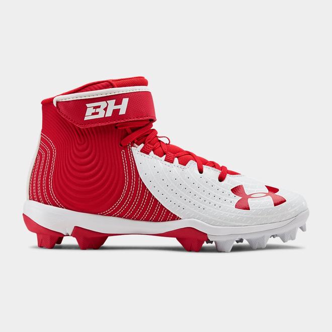 Under Armour Harper 4 Mid RM Jr. - Chlapcenske Baseballová Obuv - Červené/Biele